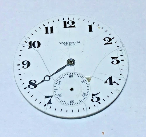 NICE! Antique 16 Size, Waltham Pocket Watch Dial,, Railroad