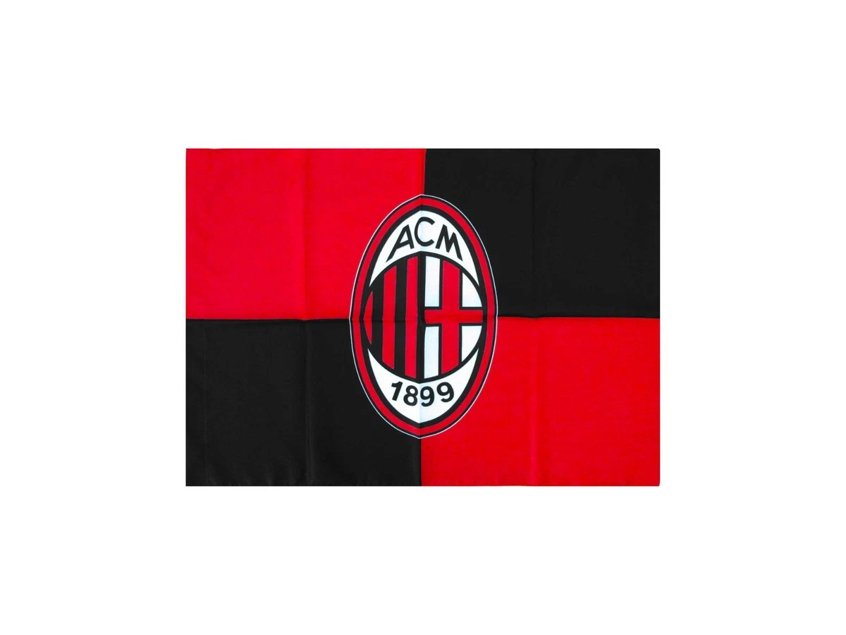 BANDIERA MILAN A.C.M. CALCIO in raso Vintage ORIGINALE Anni