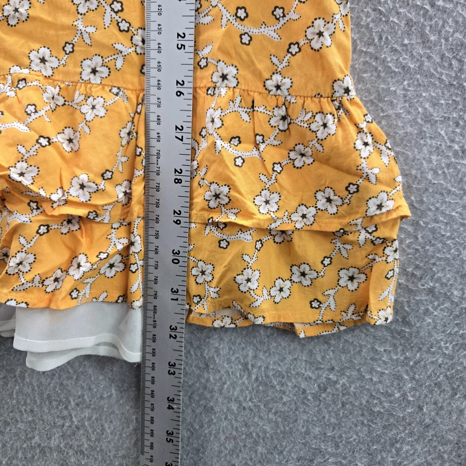 Женское платье Juicy Couture S желтое с цветочным рисунком трапециевидное богемное кружевное с оборками - Изображение 4 из 4