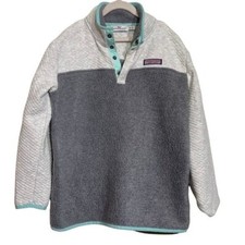 Vineyard Vines Girls Quilted Sherpa Pullover Sweatshirt Girls Size Large 14