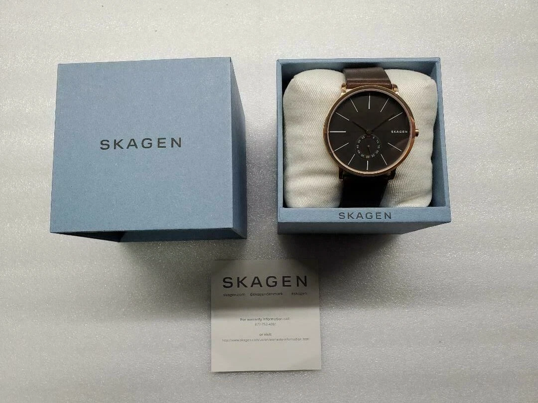 SKAGEN HAGEN BROWN DIAL BROWN LEATHER STRAP MEN S WATCH SKW6213 NEW
