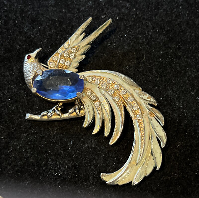 Huge Prewar Coro? Jelly Belly Enamel Bird Pin Brooch