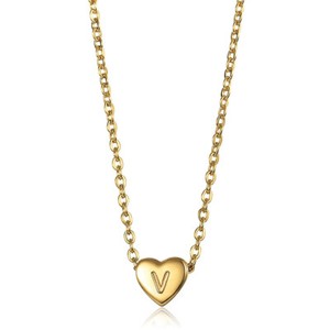 Authentic Dainty Gold Plated Heart Initial Letter Pendant Necklace for Girls Kids Jewelry