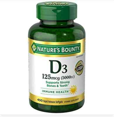 Nature's Bounty Vitamin D3 125mcg 5000iu 400 Gels Strong Bones/Teeth EXP 04/2027