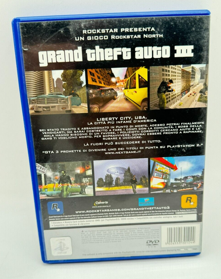 Jeu GTA III (3) Pour PS2 - Version PAL - État Correct - Année 2001 - PEGI 18