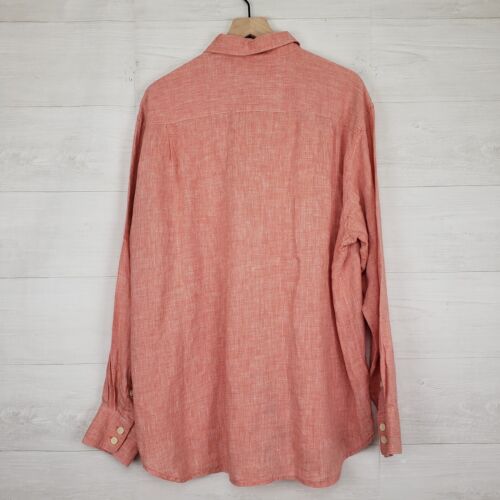 Camicia Tommy Bahama Relax 100% lino manica lunga uomo taglia XL rosa - Foto 3 di 15