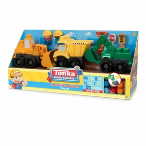 tonka mighty builders deluxe construction tire case set