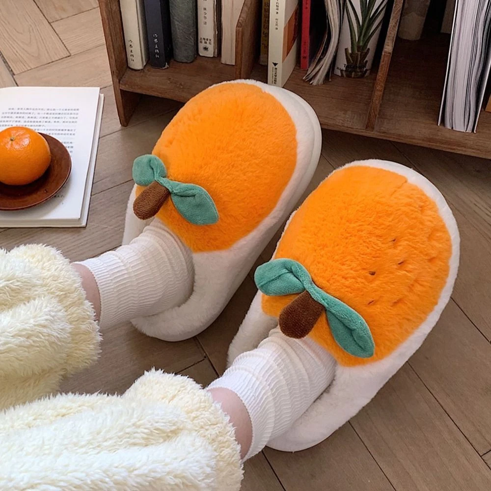 Fluffy orange slippers new arrivals