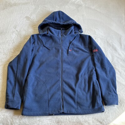 SIMRAN Expedition Iceland Adventure Blue Fleece  Hooded Jacket Size M