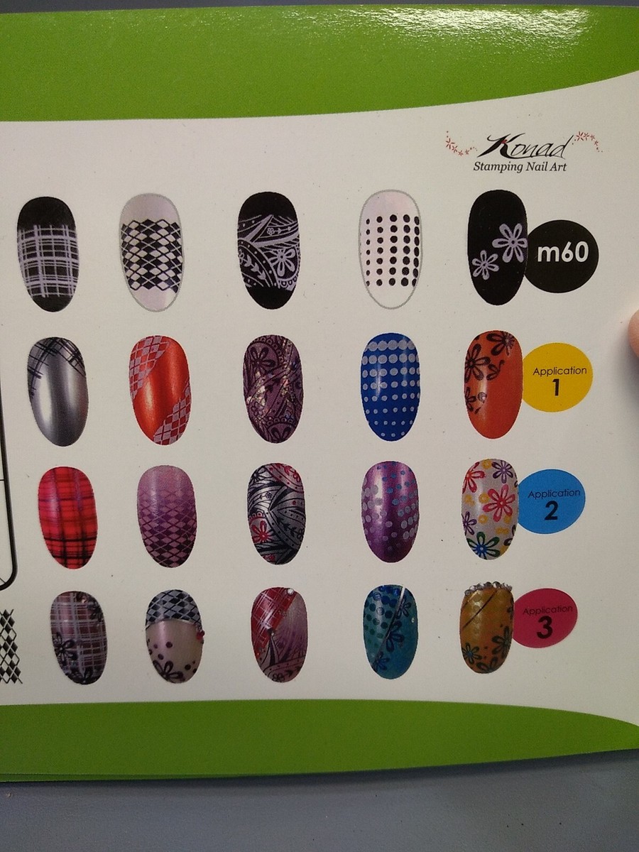 Konad M60 Nagelstempelplatte Für French-Maniküre & Blumen-Motive – Offizielles Stamping-Set Für Kreative Nail-Art