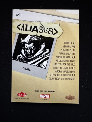 Fleer Ultra Wolverine - Aliases - Death - A-11 - Picture 2 of 2