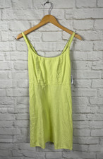 NEW Old Navy Womens Bright Lime Green Linen Blend Dress Size XS