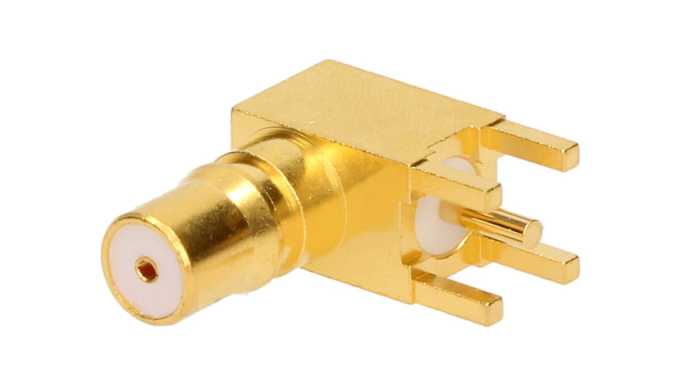 QMA female square 90 50 THT female jack for PCB Teflon 1408337-1