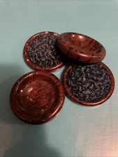 4 Furniture Coasters Vintage Metal & Carpet Wood Floor Sliders Round Protectors