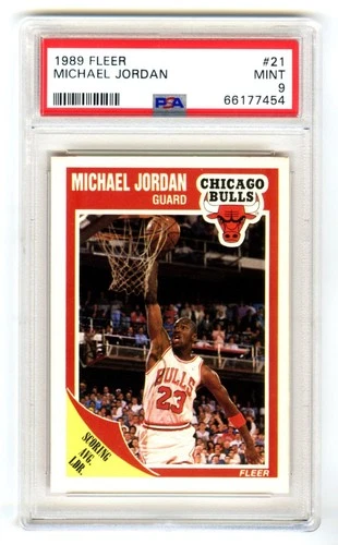 MICHAEL JORDAN~1989 FLEER SCORING AVERAGE LEADER PSA-9 MINT NBA CARD#21~NEW CASE