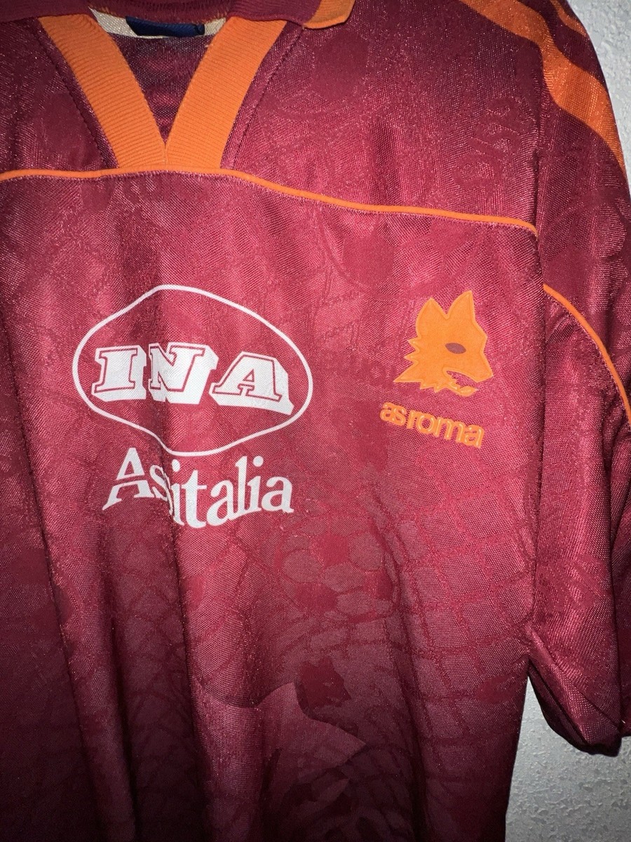 Asics AS Roma 1995/1996 Home Jersey Totti 20 Size XL Made In Italy