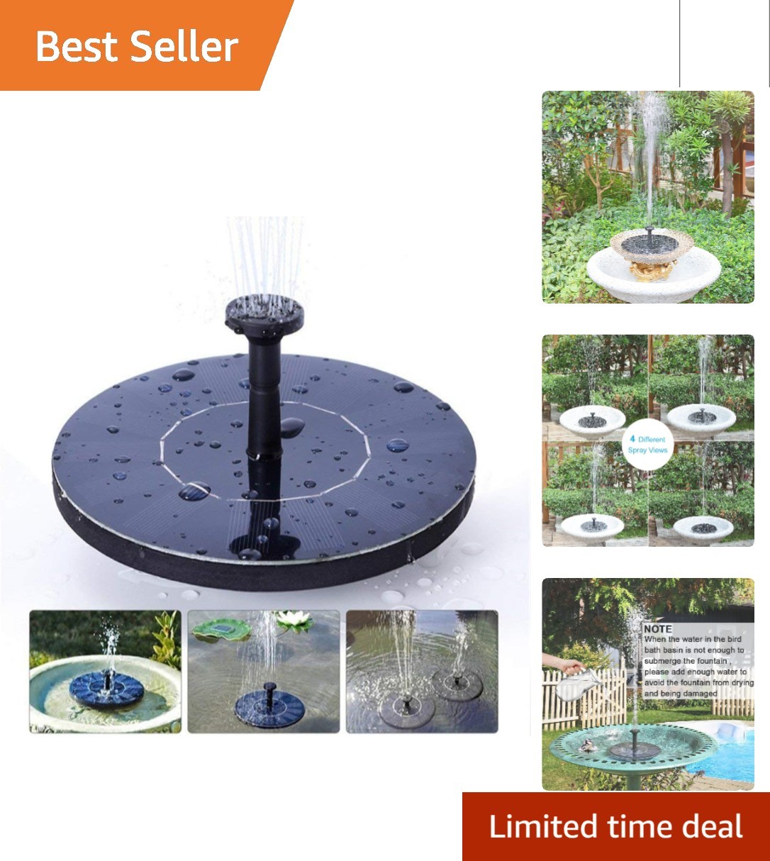 Attractive Solar Water Fountain Pump—Perfect for Garden, Pond & Pool Decor