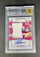 2021 Panini National Treasures Trey Sermon Rookie Patch Auto Purple /49 BGS 8.5
