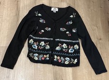 VTG 97  Tiara International Women's Embroidered Cardigan Sweater Size S Floral