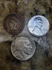 US IHP 1907 Indian Head Penny Steel 1943 D Wheat Penny 1937 Buffalo Nickel Lot