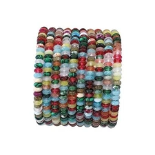 Natural Disk Stone Beads 160pcs Rondelle Loose Semi Gemstone 4x2mm Mix Colored