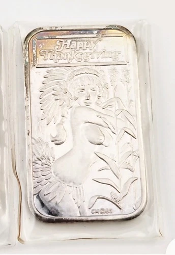 VTG Crown Mint Holiday Beauties 1 oz Thanksgiving .999 Silver Bar