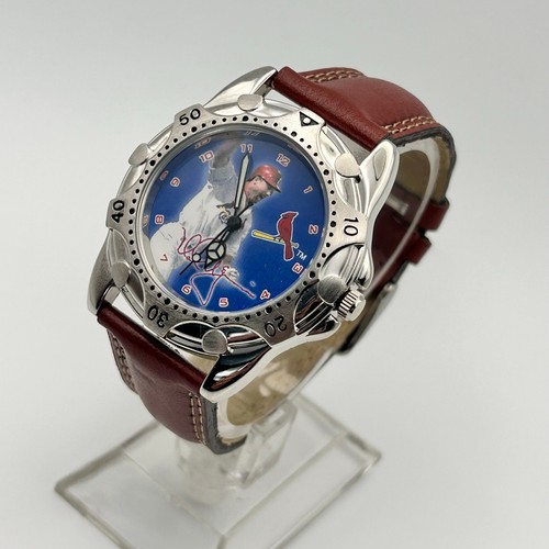 Mark McGwire Home Run Hero Silver Tone Brown Leather Men’s Watch New Battery - Picture 2 of 8