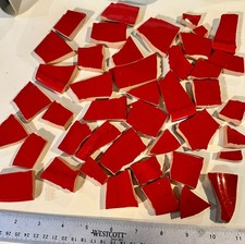 38 Extra Large Thick Handcut Mosaic Broken China Tiles Red Home Decor Craft