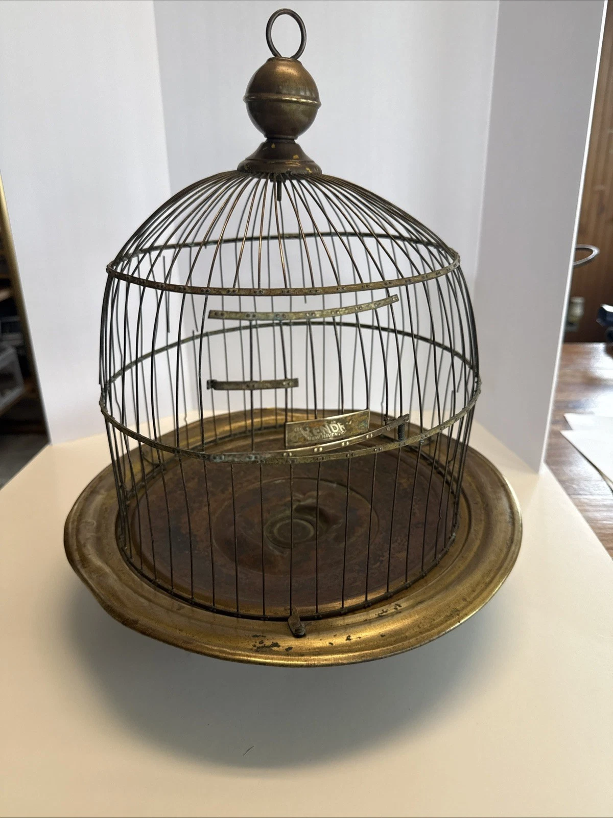 Vintage Hendryx Brass Bird Cage – Made in USA – Hanging Dome Style As Found
Opens in a new window or
