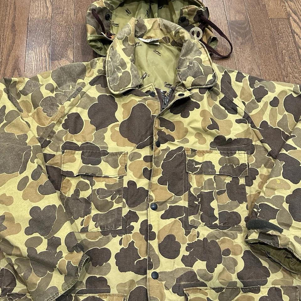Vintage 80s Duxbak Goretex Duck Camo Rain Jacket Size Medium Full Zip Frogskin - Image 2 of 4