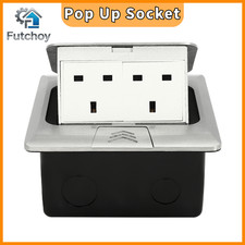 13A Pop Up Floor Plug Socket UK Standard 2 Gang Hidden Power Outlet 220-250V