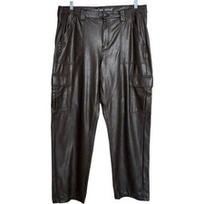 American Eagle AE Faux Leather Pants Sz 18 Brown Cargo Stretch High Rise Pocket