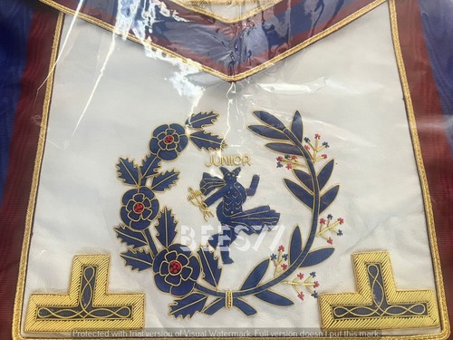 Mark grand officers undress Lamskin apron junior deacon & Collar - Incl Badge - Picture 2 of 4