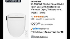 Smart Bidet Electric Bidet Toilet Seat SB-1000WE NEW 