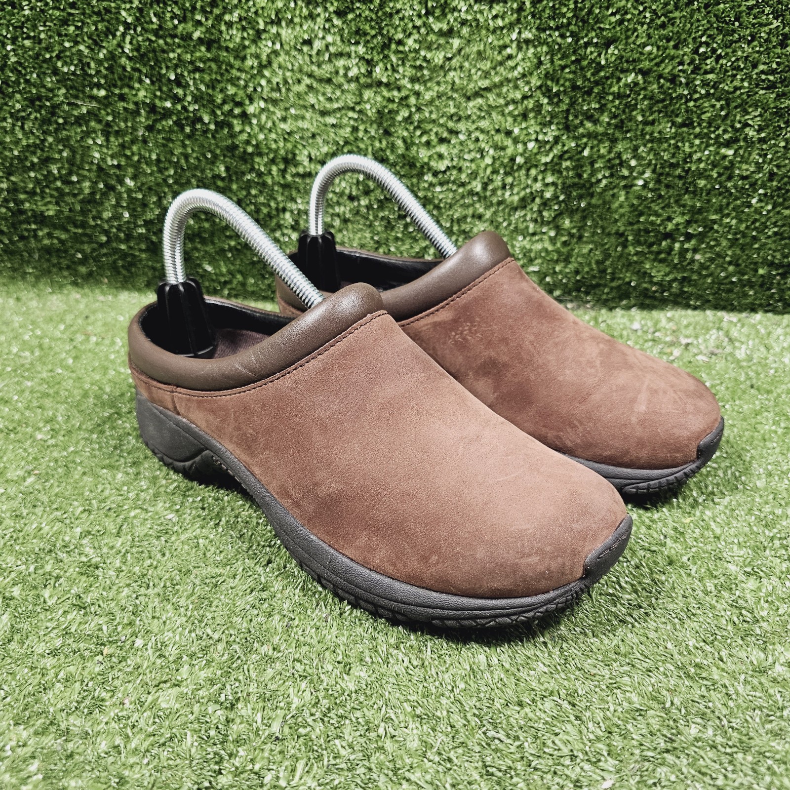 Merrell Encore Groove Brown Leather Slip On Mule Clogs Shoes Womens Size 8