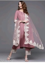 Women Embroidered Viscose Silk Kurta Pant Set with Dupatta Indian EthnicUpto 2XL