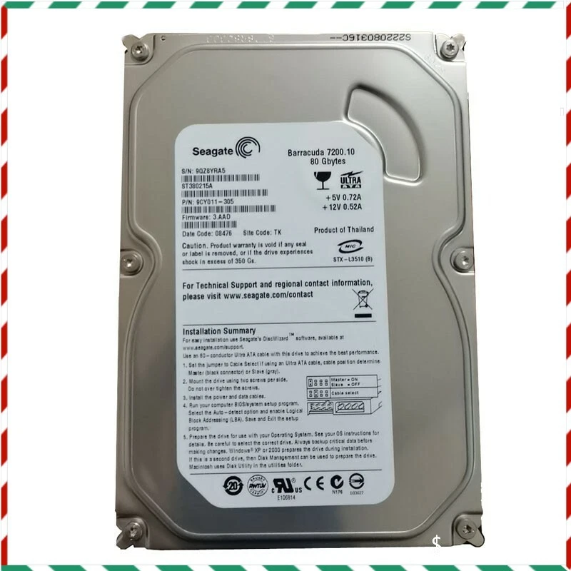 Disque Dur Interne Seagate 80GB, 4200 RPM, IDE 2.5