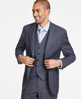 Michael Kors Mens Classic fit Suit Jacket Blazer 40 R Grey Solid Stretch