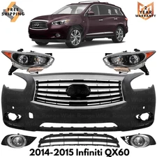 Front Bumper Cover Paintable & Grille Assembly Kit For 2014-2015 Infiniti QX60