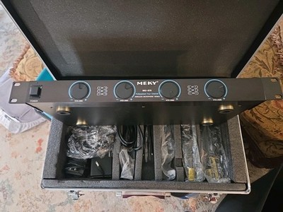 MEKY WD-878 4-Channel UHF Wireless Microphone System Receiver Unit ProAudio Case
