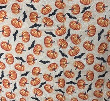 JOANN COTTON FABRIC - PUMPKINS BATS ON BEIGE-- 21" X 43" NEW
