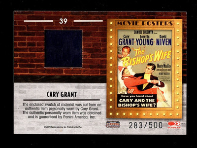 2009 DONRUSS AMERICANA POSTER CARY GRANT WORN SHIRT RELIC 283/500
