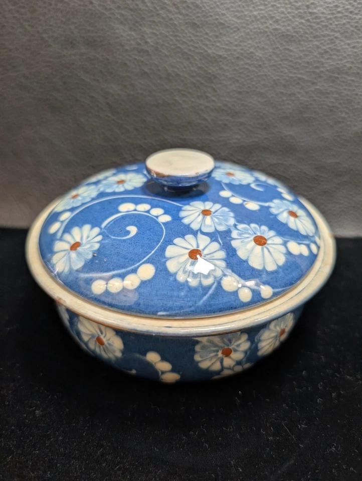 Dinamarca HAK Pottery Kahler Margeuritte azul margarita azucarero grande/tapa 6 pulgadas Foto 2 de 4