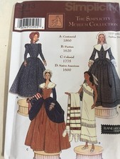 Simplicity 5913 Doll Fashion Costume Patterns 11.5 Inch Historical FF UNCUT