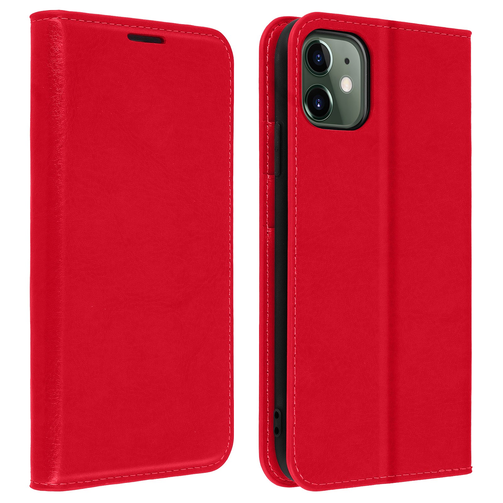 Housse en cuir iPhone 11 rouge avec étui portefeuille business