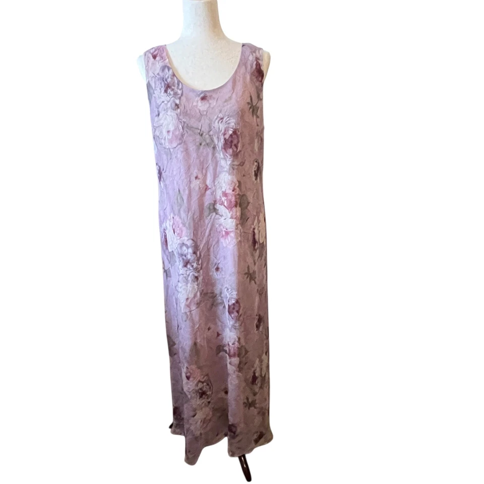 Maxi Vestido De Colección RM Richards Sin Mangas Floral Púrpura Rosa Hada L/XL HOCO Formal Foto 4 de 4