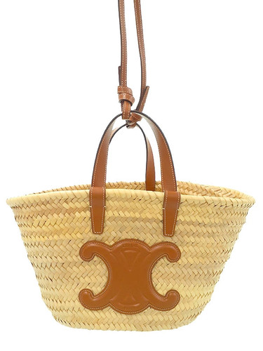 Celine Teen Triomphe Classic Panier Raffia Natural / Brown Shoulder Bag #TB3592