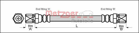 Flexible brake hose 4111677 METZGER for OPEL ASCONA B MANTA B Hatchback MANTA B