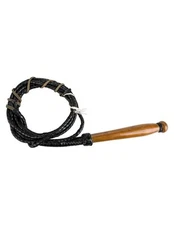 Tabelo Whip Hand Braided Leather Bull String Popper 10 Black 723580
