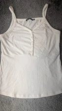 Doe & Rae Women's Tank Top Size Medium White Lightweight Snap Front